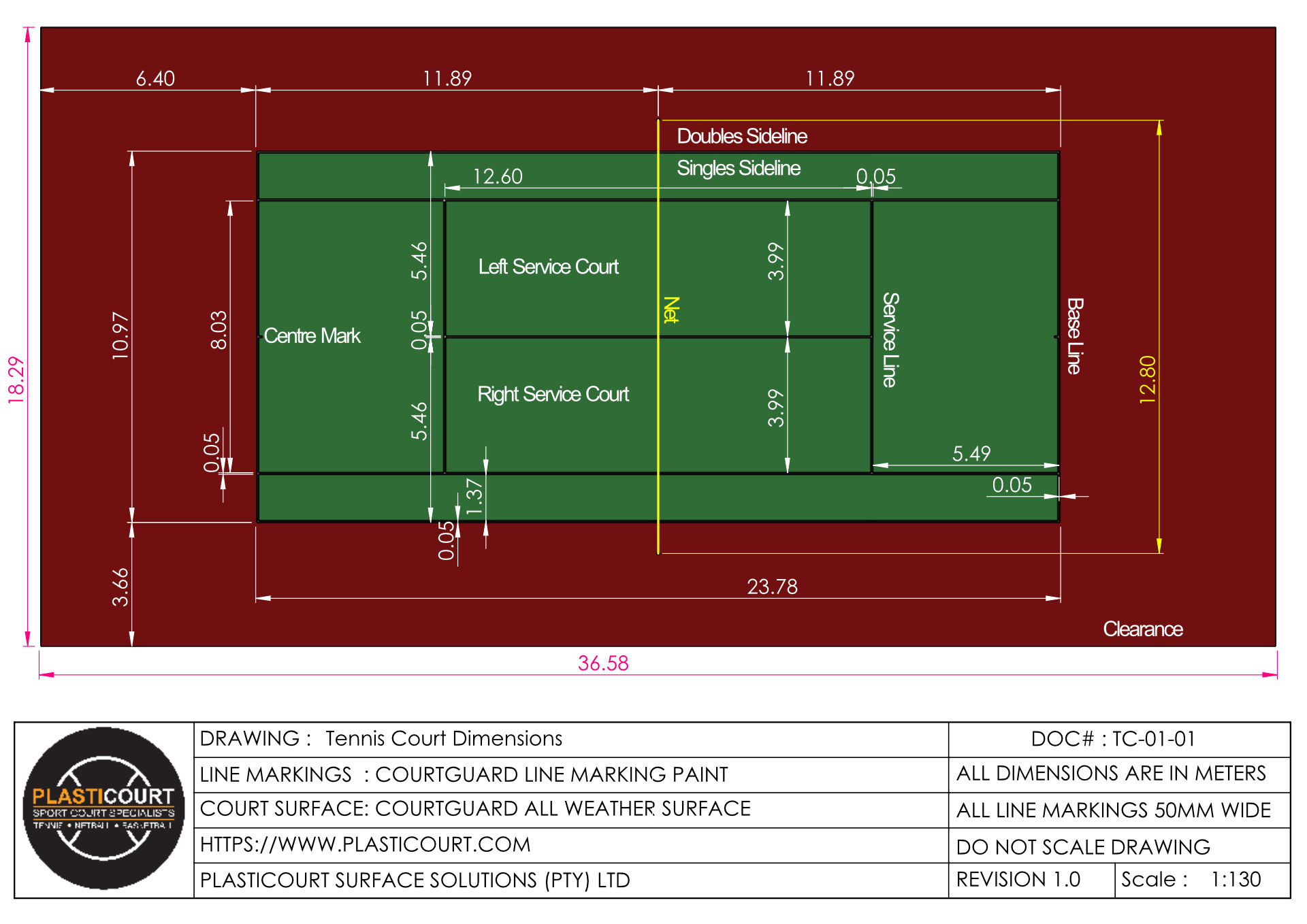 Tennis Court Dimensions